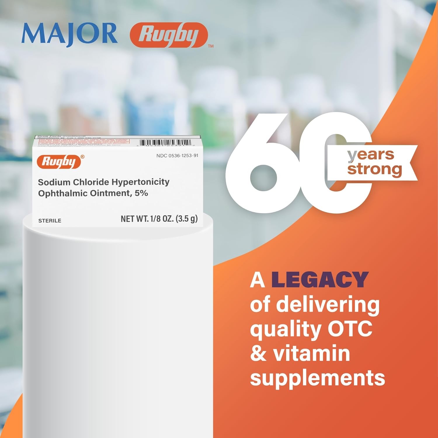 Rugby Sodium Chloride Hypertonicity Ophthalmic Ointment 5% - 50 mg Sodium Chloride Eye Ointment for Temporary Corneal Edema Relief - Made With Lanolin and Mineral Oil - Alcohol-Free - 0.125 Oz(3 Pack)