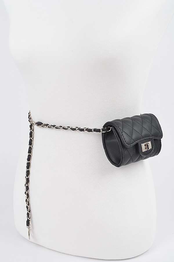 Quilted Mini Bag w/ Chain Belt