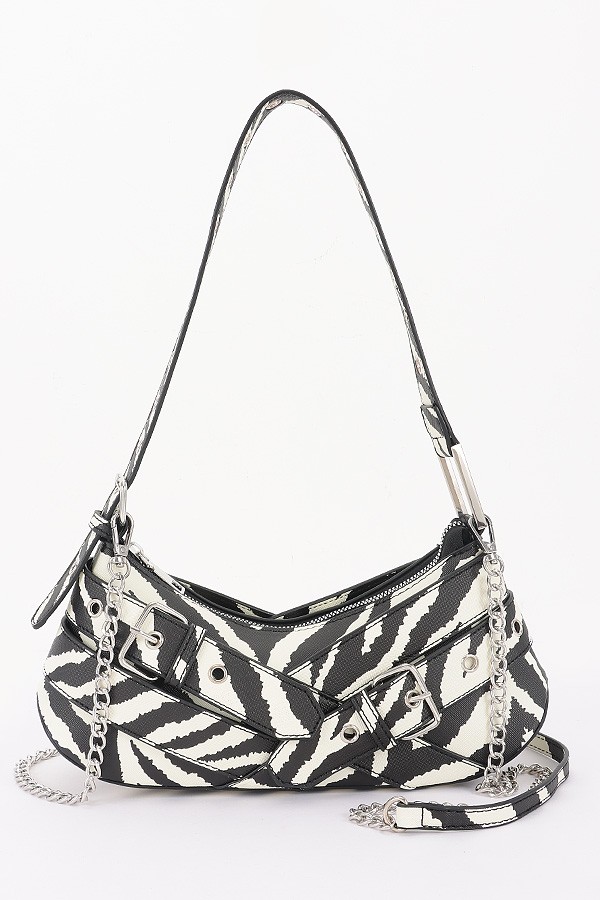 Faux Leather Multi Metal Shoulder Bag