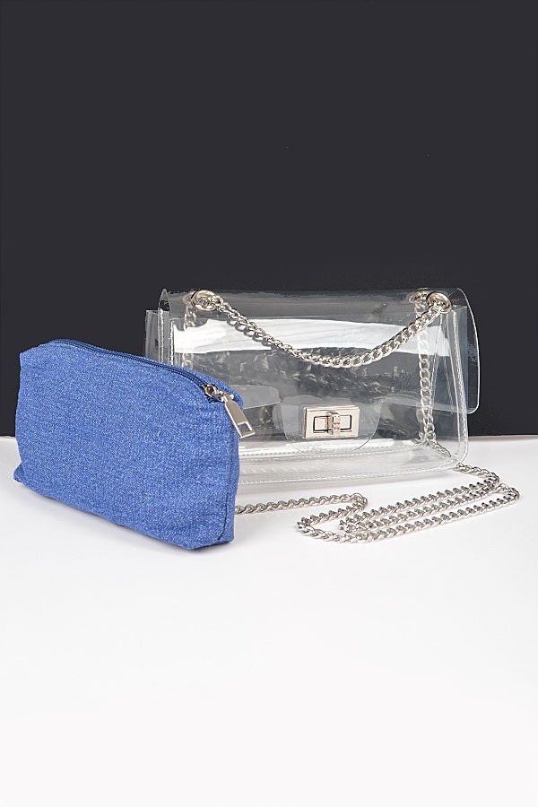 Clear Bag w/ Denim Pouch